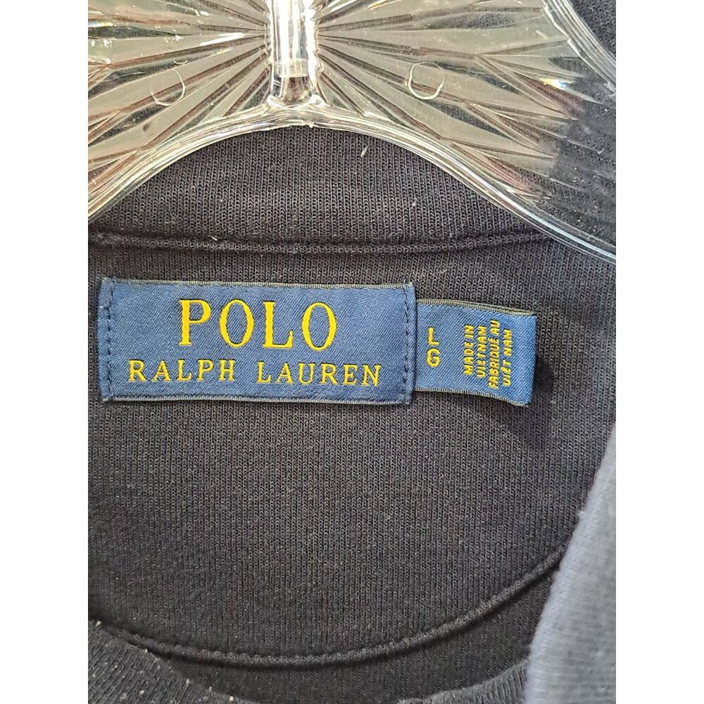 Polo Ralph Lauren Navy 1/4 Zip Pullover Sweatshirt L Embroidered Pony Cotton Bld - Picture 3 of 10